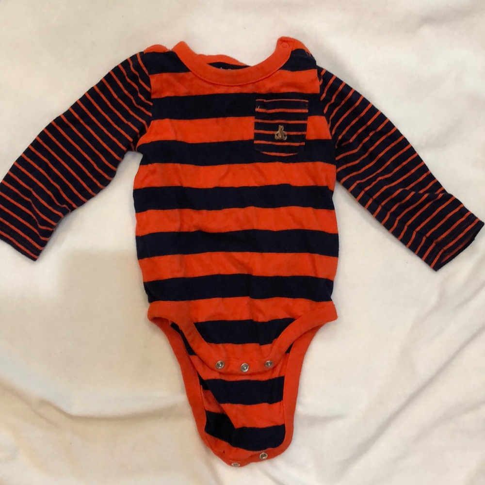 Navy and orange onesie